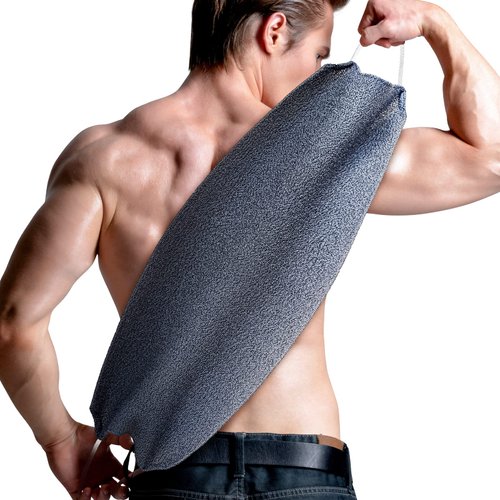 MIG4U Exfoliating Back Scrubber for Shower for Men & Women, Bath Body Scrub Strap with Handles, Long Strecthy Towel Wash Exfoliator Deep Clean Dead Skin