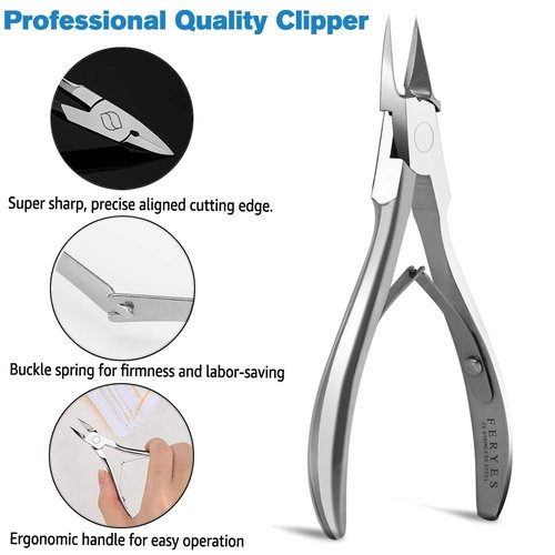 FERYES Toenail Clippers Straight Blade for Thick Toenails, Nail Clippers for Thick and Ingrown Nails - High Temperature Forging Stainless Steel Toe Nail Tools