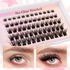 Self Adhesive Lash Clusters Kit Flu-ffy 8-16mm No Glue Lashes Press On Lashes, 60 Pcs Glueless DIY Eyelash Extensions Kit Pre Bonded Lash Clusters with Eyelash Curler and Lash Tweezers(No Glue FD22)