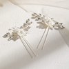 AW BRIDAL 2 Pcs White Flower Hair Clips Bridal Hair Combs for Women Rhinestone Wedding Hair Pins for Brides Bridesmaids Girl Hair Accessories(Silver)