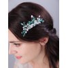 Teyglen Crystal Bride Wedding Hair Comb Green Teardrop Crystal Hair Piece Bridal Hair Accessories for Bride Rhinestone Wedding Hair Side Comb for Women Girls (Green)