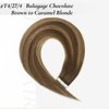 Hyssiet Tape in Hair Extensions Human Hair, 20pcs 50g 20 Inch Tape in Hair Extensions,Balayage Chocolate Brown To Caramel Blonde,Invisible Remy Silky Straight Natural Thick Real Human Hair Extensions