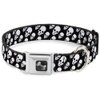 Buckle-Down Seatbelt Buckle Dog Collar - Tilted Skulls Black/White - 1" Wide - Fits 11-17" Neck - Medium