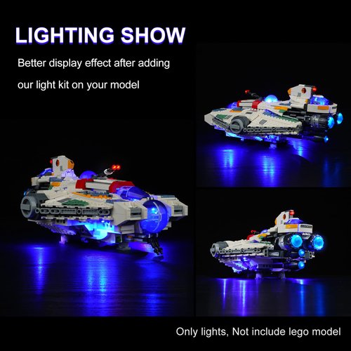 DALDED LED Lighting Kit for Lego Star Wars: Ahsoka Ghost & Phantom II 75357, LED Light Compatible with Lego 75357 Building Block Models (Not Include Lego Set)
