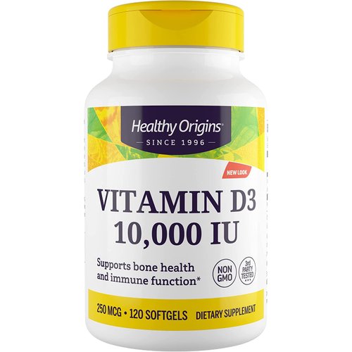 Healthy Origins Vitamin D3 (Lanolin) 10,000 IU Softgel - Bone Health and Immune Support Supplemen...