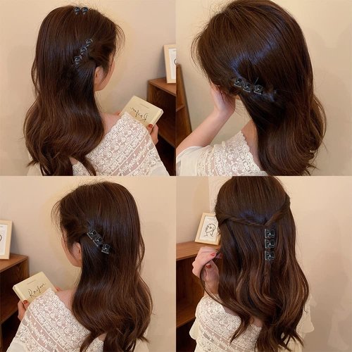 DIYOVNAK 100-Piece Pack of 0.39inch/1cm Hair Claws Clips - Plastic Mini Hairpins for Women & Girls - Hair Accessories & Gifts - Hair Clip Clamp (100 pieces-black)