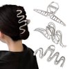 3 Pack Hair Claw Clips for Thick Long Hair, Silver Metal Wave Cross with Peal Big Jaw Clamps Hair Accessories for Women, Fashion Elegant Aesthetics Variety Hairgrip Styling Tools…