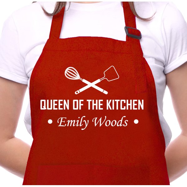 Custom Apron for Women and Mom, Cooking Apron with Custom Name, Women Kitchen Gifts for Mother and Grandma, Birthday, Thanksgiving, Mothers Day from Husban Daughter Son Sister, Personalized Mom Gifts