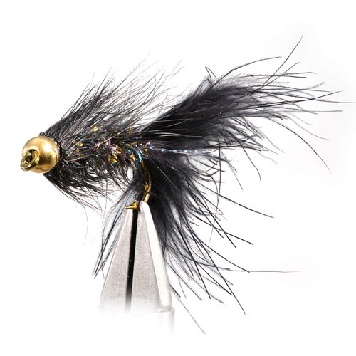 Woolly Bugger Crystal Black Bead Head Flies - Tied on Mustad Signature Fly Hooks use for Trout and More (12ct - Hooks #4-10) (Hook #10)