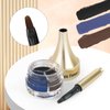 Music Flower 3 Colors Eyeliner Gel,Waterproof Eye Liner Gel Makeup Set,Smudge-proof Long lasting with a Eyeliner Brushes (Blue+Black+Brown)