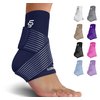 Sleeve Stars Ankle Brace for Sprained Ankle, Plantar Fasciitis Relief Ankle Support for Women, Ankle Compression Sleeve w/ Strap (Single/Navy Blue)