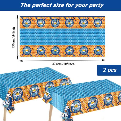 gisgfim 98pcs Dart War Birthday Party Supplies Disposable Plates Napkins Tablecloths Decorations Dart War Theme Party Table Supplies Pack for Birthday Baby Shower Party Favors, Serves 24