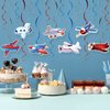 LINGTEER Kids Airplane Birthday Swirls Streamers - 29 Pcs Taking Flight Aviator Theme Birthday Party Decorations.[Pre-Strung]