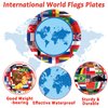 Wiooffen 80Pcs International World Flags Plates Around the World Globe Party Tableware Decorations International Flags 7'' Paper Cake Dessert Dinner Plates for Travel Trip Retirement Party Supplies