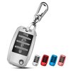 QBUC for KIA Key Fob Cover Case with Keychain for 2013 2014 2015 2016 2017 Kia Sorento Sedona Soul Rio etc (Flip/Folding Key)(Silver)