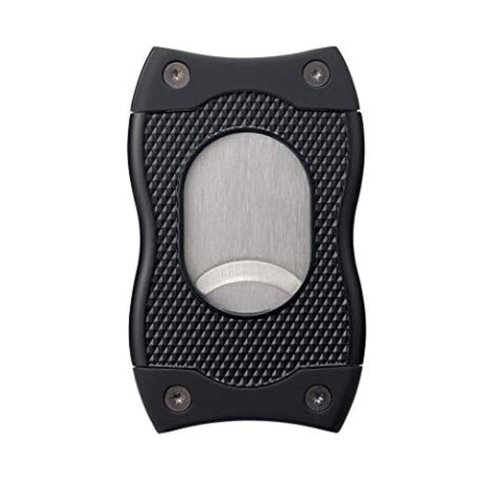 Colibri Premium SV-Cut 2 in 1 Cigar Cutter - Ergonomic Stainless Steel V-Cut and Straight Cut Style Spring-Loaded Blade, Ideal for up to 60+ Ring Gauge - Gift for Cigar Enthusiasts (Black)