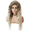GNIMEGIL Long Ash Blonde Wigs for White Women Ombre Blonde Curly Wig Wavy Synthetic Wig Brown Dark Roots 80s Wigs Halloween Costume for Women
