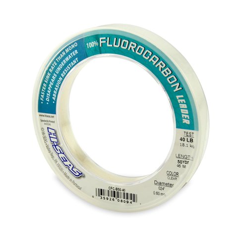 HI-SEAS 100% Fluorocarbon Fishing Leader, 40 lb, Clear, 50 yd