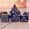 Metallic Glitter Stripes D&D Dice Set,7 PCS Polyhedral Dice Set with Gift,RPG Metal Dice Set Dungeons and Dragons Tabletop Game (Black Nickel Sapphire Blue)
