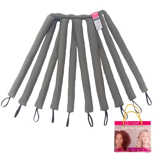 Octocurl Octopus Heatless Hair Curler - Hair Curlers to Sleep In, Overnight Curls, Heatless Curls Headband, Hair Curlers No Heat, Heatless Curlers Hair Rollers, Curlers for Medium Hair (QMax - Grey)