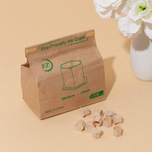 EZTAT2 Tattoo Ink Caps Medium 12mm - 200pcs Biodegradable Disposable ECO-Friendly Tattoo Ink Cups, Tattoo Supplies and Equipment for Tattoo Cartridge Needles and Tattoo Kit