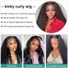 veravicky Curly Lace Front Wig Human Hair 20 inch Curly Human Hair Wig for Women Kinky Curly 13x4 Transparent Lace Front Wigs 180% Density Curly Glueless Wigs Human Hair Pre Plucked with Baby Hair