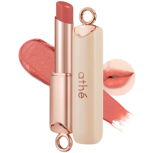 ATHÉ Authentic Airy Lip Balm 01 DRIZZLE, Korean Vegan Color Lip Blam, Flake-Free Slim Fit Lips, Silky Powdery Finish & Air-like Blurring with Vibrant Colors, 0.11oz.