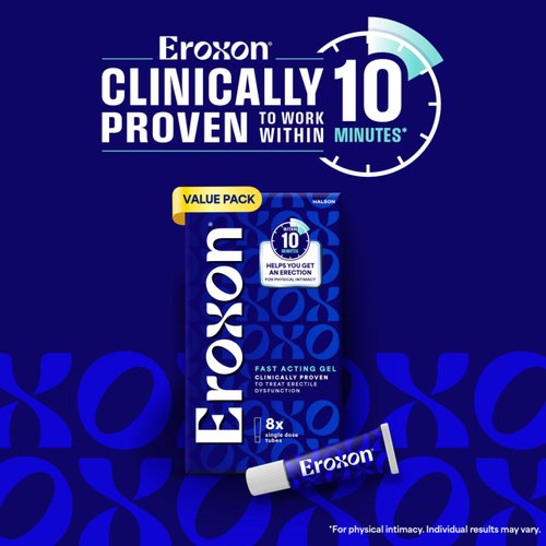 Eroxon Erectile Dysfunction Treatment Gel, New Clinically Proven Topical Gel, Helps Get an Erection Within 10 Minutes, 8 Single Use Tubes
