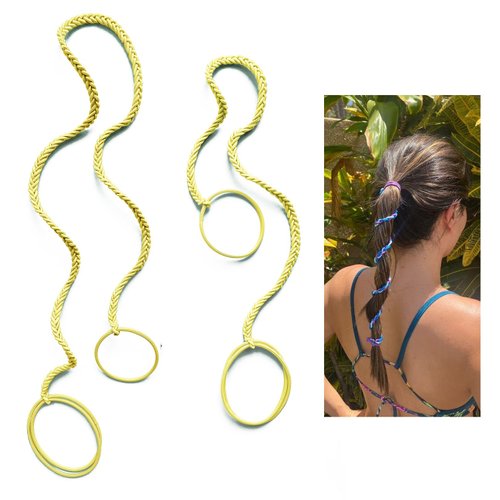 2 Packs (1pc16"+1PC 25") Yellow Hair Ties for Women, Elastic Hair Bands No Damage for Long Thick Curly Hair Strong Braided Ponytail Holders Hair Wrap for Water Wind