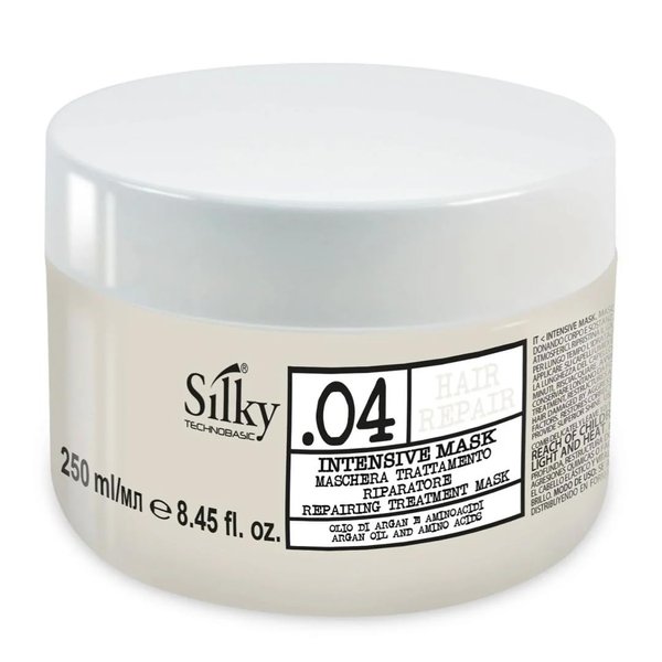 Silky.04 Organic Restitutive Hair Mask - Moisturizing Hair Mask with Pomegranate Extract – Hair Color Mask Restoring Dry & Treated Hair - 250 ml