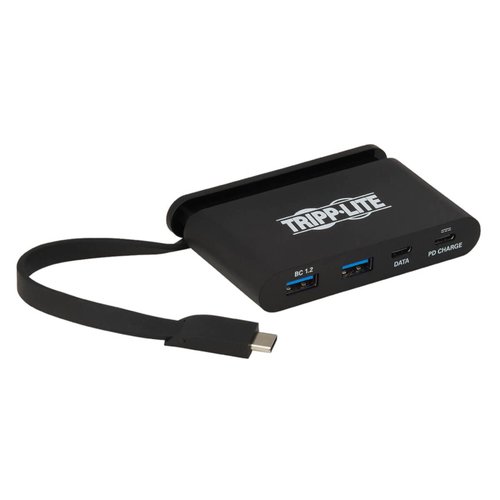 Tripp Lite 4-Port Gen 1 USB-C Hub for Charging and Data Transfer (1 USB-C, 1 USB-C Charging, 2 USB-A), Thunderbolt 3, 5A (100 W), 5 Gbps, Aluminum (U460-T04-2A2C-1)