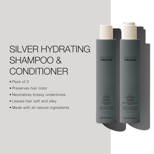 Previa Blonde Silver Shampoo and Conditioner Set - Hydrating Specifically for Blonde, Gray, and White Hair (8.45 oz each)