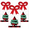 Big Dot of Happiness Holiday Plaid Trees - Square Favor Gift Boxes - Buffalo Plaid Christmas Party Bow Boxes - Set of 12