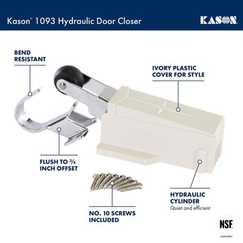 Kason 1093 Hydraulic Door Closer, Flush to 3/4 Inch Offset Hook, 11093000004