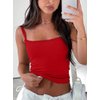zhaistar Sleeveless Camisole Tank Tops for Women Y2K Spaghetti Strap Lace Trim Slim Fit Basic Cami Shirts Red L