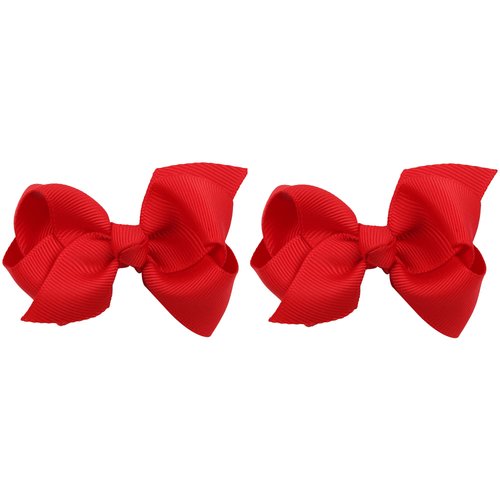 ZOONAI 3 Inch Baby Girl Hair Bows Boutique Hair Clip Teens Toddlers Hairpin Headwear - Set of 2 (Red)