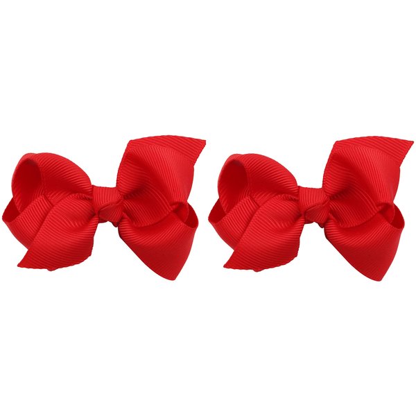 ZOONAI 3 Inch Baby Girl Hair Bows Boutique Hair Clip Teens Toddlers Hairpin Headwear - Set of 2 (Red)