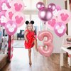 Wekayli Minnie 3rd Birthday Party Supplies Minnie 3 Year Old Girls Birthday Party Decorations Minnie 3rd Birthday Cake Cupcake Toppers Number 3 Foil Balloon Banner Minnie Birthday Decorations