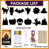 Max Fun Halloween Craft Scratch Paper Art for Kids Party Games Ornaments 96PCS Magic Rainbow Scratch Off Cards Paper Hanging Educational Toys Kit Halloween Party Supplies Birthday Gift