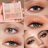 GHFCZOO Rose Gold Dark Brown Colorful neutral Eyeshadow Palette Makeup,9Color Matte Shimmer Natural Smokey Eye Eyeshadow palettes Highly Pigmented Neutral Long Lasting Waterproof (04#)