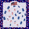 24 Pcs Patriotic Press on Nails Set 4th of July False Nails Red White Blue Striped with Stars and Hearts Design Glossy Short Square Fake Nails for Independence Day