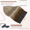 Fshine Hair Extensions Real Human Hair Balayage Walnut Brown to Ash Brown and Butter Blonde 18 Inch Invisible Wire Hair Extensions Straight Human Hair Layered Hairpiece 80g Hair Extensions Clip Ins