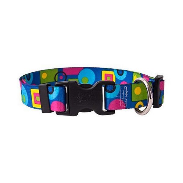 Blue Geometric Dog Collar - Size Medium 14" to 20" Long