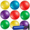 Bedwina Mini Knobby Balls - (Pack of 12) Bulk 5 Inch Sensory Balls and Spiky Massage Stress Balls with Pump, Fun Bouncy Ball Party Favors