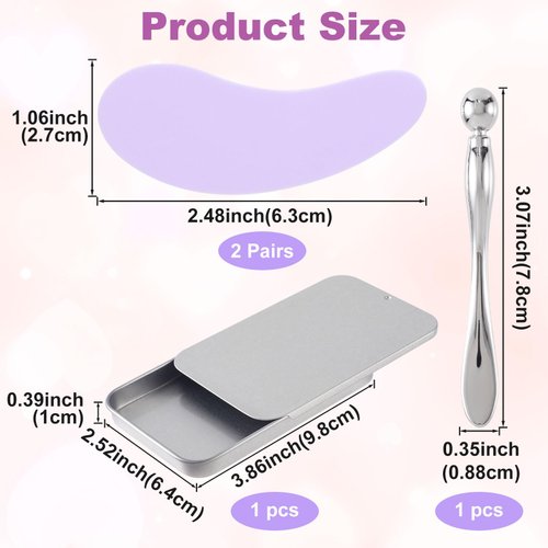 Joez Wonderful Under Eye Patches 2 Pairs, Silicone Reusable Eye Patches, Under Eye Mask for Skin Care Effect to Reduce Wrinkles & Fine Lines, with Metal Eye Cream Applicator, Tin Case (Purple)