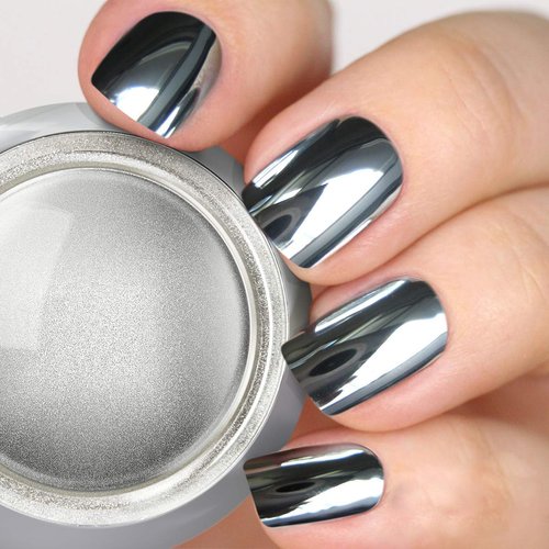 PrettyDiva Silver Chrome Nail Powder - Rose Gold/Pink Silver Chrome Nails Mirror Effect Nail Powders, Highlight Metallic Silver Nails Pigment Chrome Powder Manicure Pigments for Nail Art