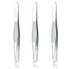 LUXXII (3 Pack) Slant Tweezers - Precision Stainless Steel Slant Tip Tweezers Hair Plucker for Hair and Eyebrows Personal Care (Silver Tone)