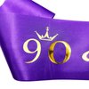 NAUXIUDSJS 90 and Fabulous Sash, 90th Birthday Sash, Satin Sash with Gold Foil Words Birthday Gift 90th Birthday Accessories Decorations Party Favor,Purple