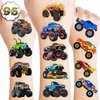 8 Sheets (96PCS) Monster Truck Temporary Tattoos Themed Birthday Party Decorations Favors Supplies Decor Stickers for Kids Boys Girls Gifts Classroom School Prizes Rewards