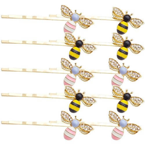 10 Pcs Gold Cute Bee Metal Hairpin Side Hair Clips Honeybee Bobby Pins Hair Accessories for Weddi...